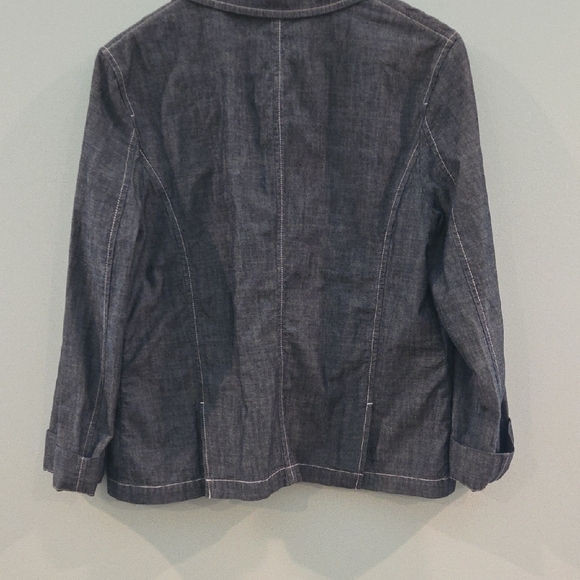 J. Jill Blue Jean Jacket Fitted Lined Tailored Silhouette 3/4 To Fill Sleeve PM - Picture 4 of 9